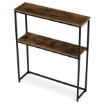 Konzolový stolek s policí, 70x20x82 cm, dekor staré dřevo