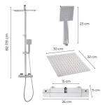 Erga Goba, sprchová sada s termostatickou baterií, dešťová sprcha 30x30cm, chromová, ERG-YKA-BP.GOBA-THERM-30-CHR