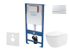 Kielle - Genesis Set předstěnové instalace, klozetu Oudee Vortex, sedátka softclose a tlačítka Gemini I, lesklý chrom 30505SS80