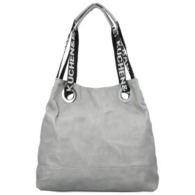 Módní dámská koženková kabelka na rameno Žanet, světle šedá