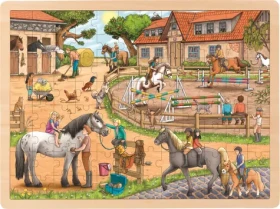GOKI Dřevěné puzzle Jezdecká stáj