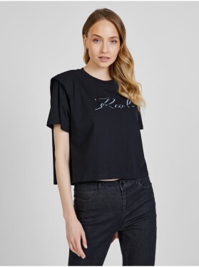 Černé dámské tričko s ramenními vycpávkami KARL LAGERFELD - Dámské