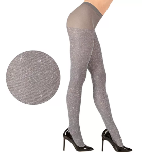 Ptakoviny.cz Punčocháče stříbrné glitrové - XL