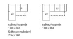 FAGUS Rohová sedací souprava DENISA s rozkladem - AKČNÍ VARIANTA PROVEDENÍ: 2-sedák (rozklad) + roh s ÚP - kateg.0