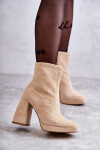 Dámské semišové kozačky na vysokém podpatku Světle béžová Ramira 41
