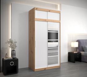 Šatní skříň Abi Ro1 s nástavcem Barva korpusu: Dub artisan, Rozměry: 120 cm, Dveře: Bílá