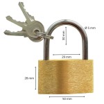 Zámek visací mosazný, 50 mm, MEGA