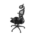 Kancelářská židle, šedá síťovina, černý plast, kolečka na tvrdé podlahy