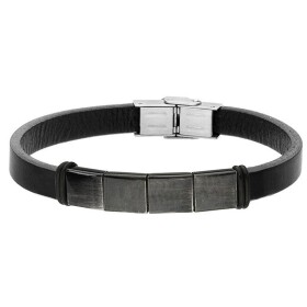 Pánský náramek Georg z pravé kůže a chirurgické oceli, Černá 21 cm (možnost zkrácení)