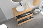 CERANO - Koupelnová skříňka Velora - dub medový, úchytka černá + deska pod umyvadlo Navira Slim - 18 mm - 70x54,8x46,5 CER-664810
