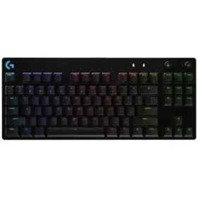 Logitech G PRO černá / Herní klávesnice / UK layout / kabel USB-A / RGB Lightsync / bez num. kláves / GX Blue Clicky (920-009426)