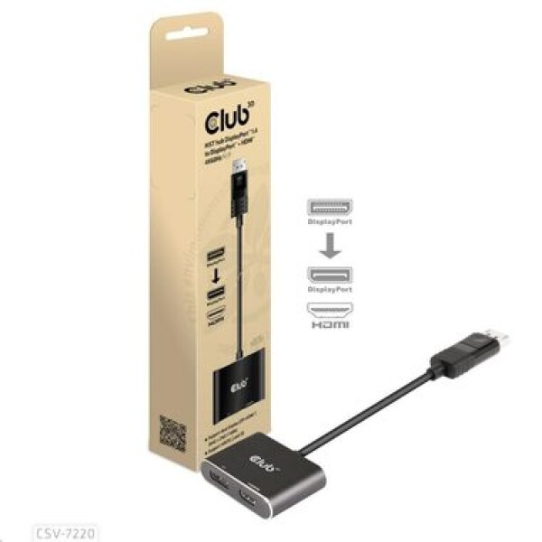 CLUB3D CSV-7220 hub MST DisplayPort 1.4 na DisplayPort + HDMI M/F / 4K 60Hz (CSV-7220)