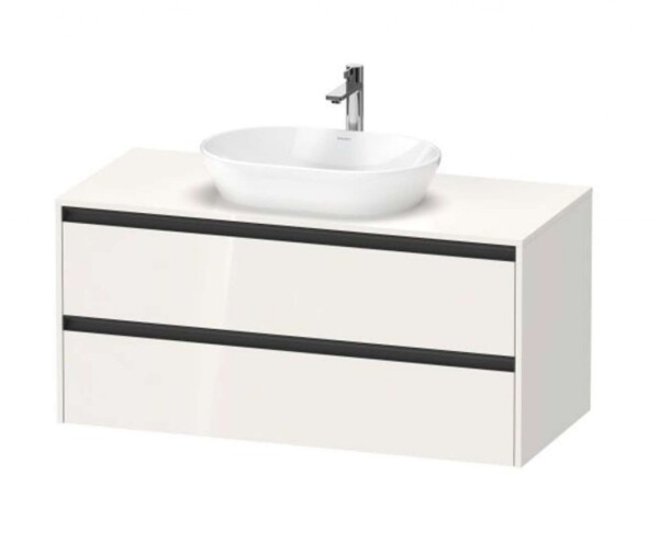 DURAVIT - Ketho.2 Umyvadlová skříňka s výřezem 57x120x55 cm, 2 zásuvky, lesklá bílá K24897022220000