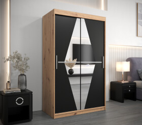 Šatní skříň Abi Bo Barva korpusu: Dub artisan, Rozměry: 120 cm, Dveře: Černá