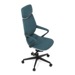 Kancelářské křeslo, zelená ekokůže, houpací mechanismus s aretací ve 4 polohách, kovový kříž, kolečka pro tvrdé povrchy