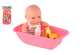 Miminko plast 18cm s doplňky ve vaničce v sáčku