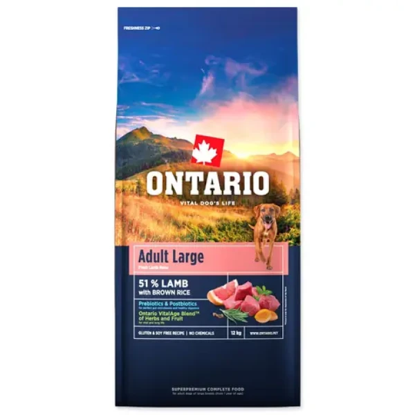 Ontario Adult Large Lamb Brown Rice 12kg / Granule pro dospělé psy (214-13129)