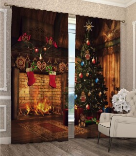 DumDekorace Dekorační vánoční závěs s 3D motivem 145 x 250 cm