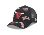 New Era Pánská kšiltovka Chicago Bulls NBA 9FORTY M-Crown A-Frame Trucker All Over černá