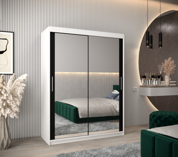 Šatní skříň Abi T3 Barva korpusu: Bílá, Rozměry: 150 cm, Dveře: Černá