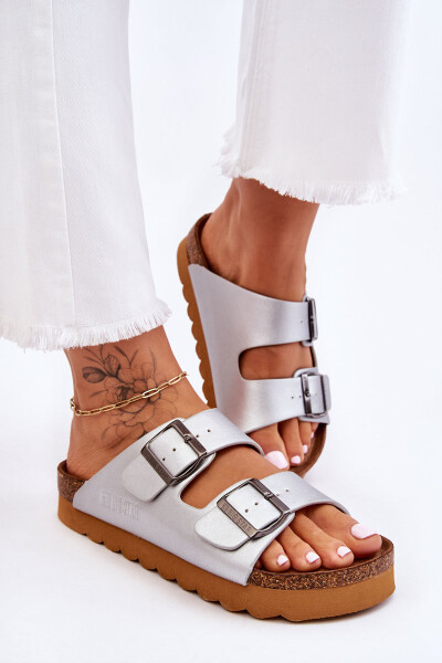 Klasické dámské pantofle Big Star LL274476 Stříbré 37