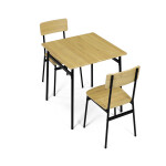Jídelní set (1+2), MDF dekor divoký dub, čtyřnohá kovová podnož, černý matný lak