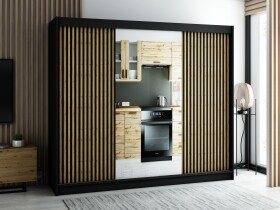 Šatní skříň Abi Lamelo 2 Barva korpusu: Černá, Rozměry: 250 cm