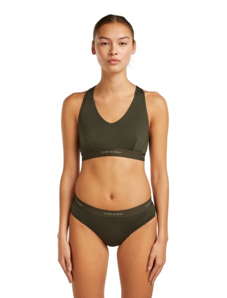 Dámská merino podprsenka ICEBREAKER Wmns 125 Cool-Lite Sprite Racerback Bra, Dark Loden velikost: L