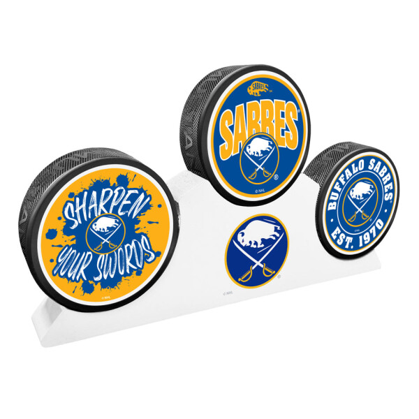 Mustang Puk Buffalo Sabres NHL 3 Puck Podium Set