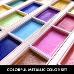 Kuretake Kuretake, ‎MC20/24V/NW2A, Gansai Tambi Metallic, akvarelové barvy v pánvičkách, metalické, 24 odstínů