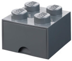 LEGO úložný box 4 s šuplíkem - tmavě šedá