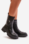 Dámské boty z eko kůže na zip s ozdobnými detaily černé Reritha 39