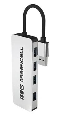 Green Cell USB hub 4 porty / USB hub / 4x USB-A 3.0 / 5 Gbps / hliníkové pouzdro (HUB-GC-A4A)