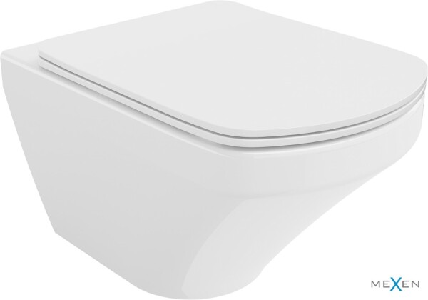 MEXEN - Vito závěsná WC mísa Rimless včetně sedátka s slow-slim, Duroplast, bílá 30174000