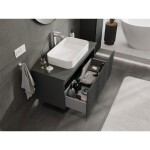 MEXEN/S - Rivel koupelnová skříňka pod umyvadlo 100 cm s deskou, 1 šuplík, reliéf , grafit mat 91A20-10047-1-BFC66