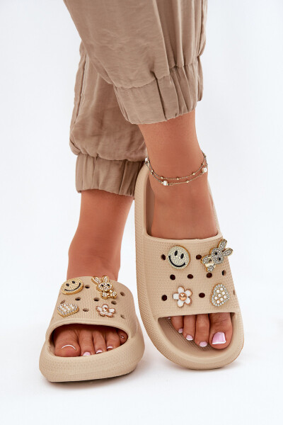 Dámské Pěnové Pantofle S Příšivkami Béžové Vinceza 76055 35/36