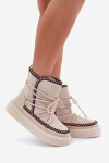 Dámské Sněhule S Výšivkou Na Platformě Světle Béžové Naleris 38