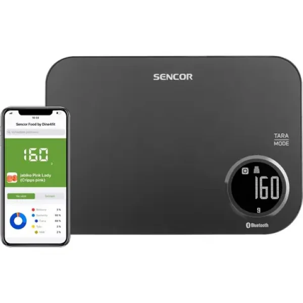 SENCOR SKS 7078BK černá / chytrá kuchyňská váha / max. 5kg / funkce TARE / Bluetooth (8590669263226)