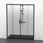 IDEAL STANDARD - Connect 2 Posuvné sprchové dveře, čtyřdílné, 160 cm, černá/čiré sklo K9282V3