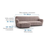 Bielastické potahy BRILLANTE hnědé sedačka s otomanem vlevo (š. 170 - 300 cm)