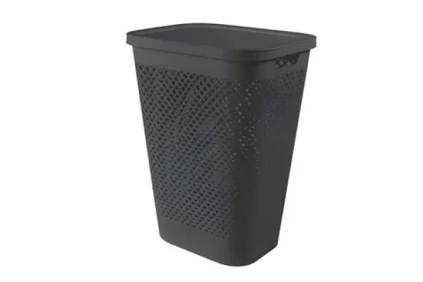 Curver Pure tmavě šedý / Koš na prádlo s víkem / 55 l / Recyklovaný plast (263505)