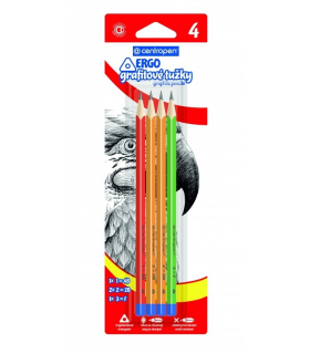 Grafitová tužka trojhranná Centropen 9511, bez gumy, 4 ks - čísla 1,2,3