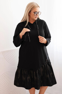 Dámská sukýnka Plus Size bavlněná s kapucí a volánem černá UNI