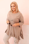 Dámská blůza Plus Size s bavlnou, kapsou a ohrnutým rukávem kiwi UNI