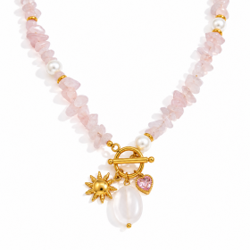 ELENYS Rose Quartz | Náhrdelník s pravým přírodním růženínem Délka náhrdelníku: 43 cm