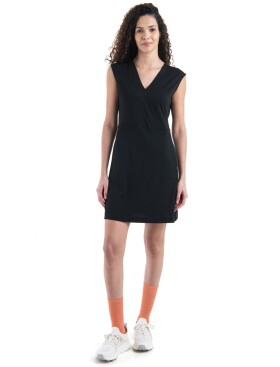 Dámské merino šaty ICEBREAKER Wmns 200 Granary Sleeveless V Neck Dress, Black velikost: XL