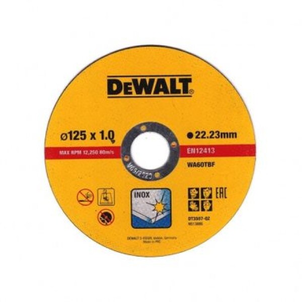 DeWalt DT3507 / Řezací kotouč na kov a ocel / 125 x 22.2 x 1.0 mm / Šířka řezu 1.0 mm / 10 ks (DT3507)