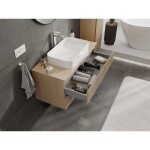 MEXEN/S - Rivel koupelnová skříňka pod umyvadlo 100 cm s deskou, 2 zásuvky, reliéf , dub 91A20-10047-2-BFFC81