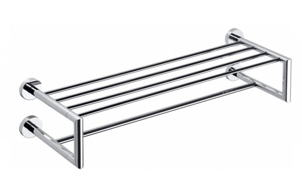 SAPHO - X-ROUND polička na ručníky dvojitá s hrazdou 600x160x225, chrom XR416