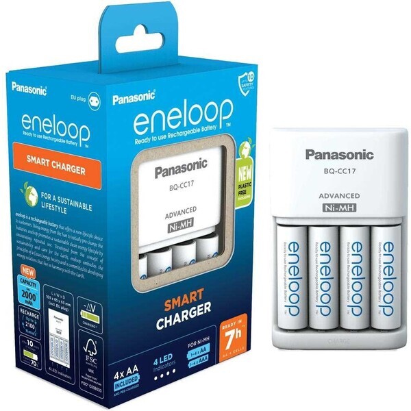 Panasonic BQ-CC17 Eneloop Smart nabíječka + 4x AA 2000 mAh / Ni-MH / 4ks (K-KJ17MCD40E)